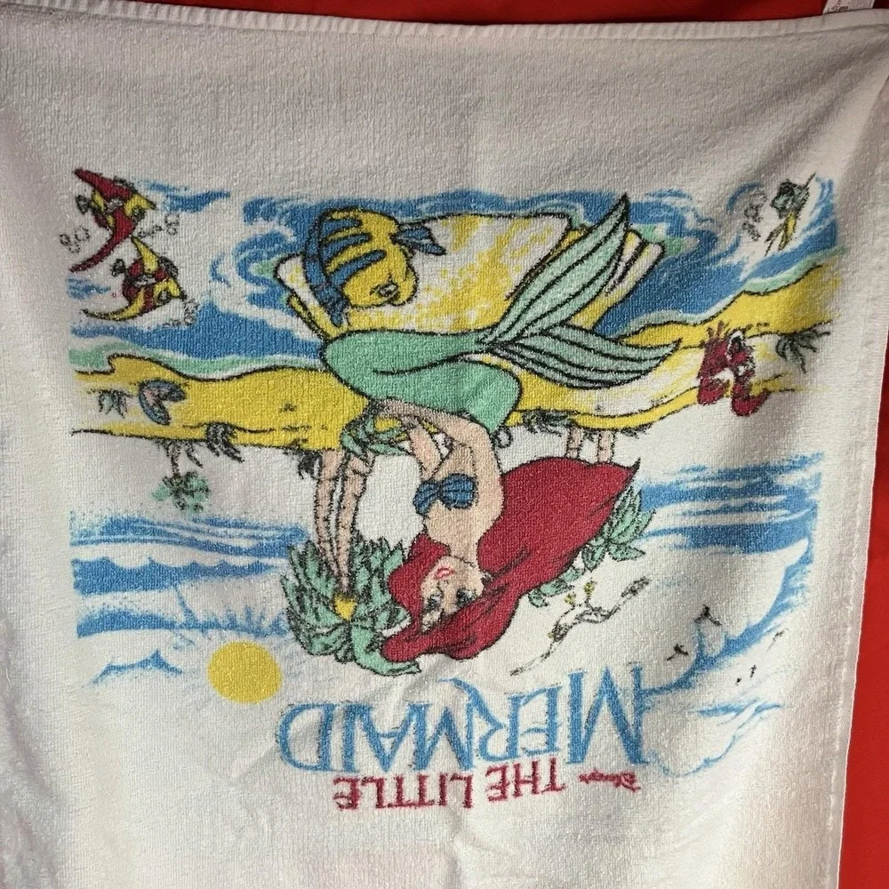 Vintage Cannon Little Mermaid Towel And Washcloth Set / Made In USA / Flaws